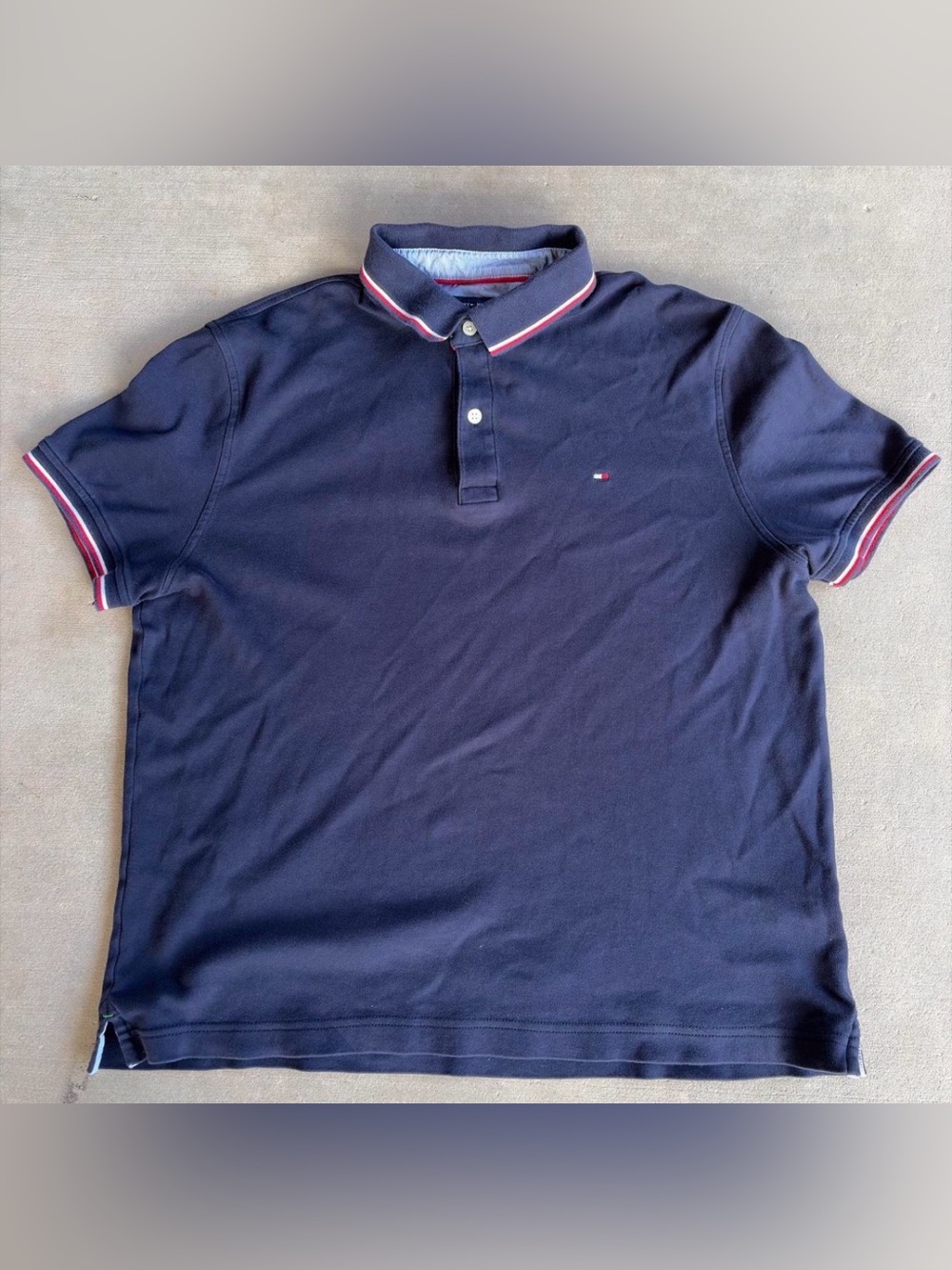 Tommy Hilfiger Navy Polo with Red & White Trim